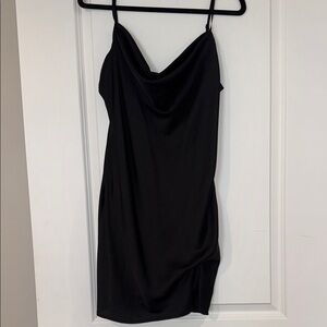 Black Draped Slip Dress